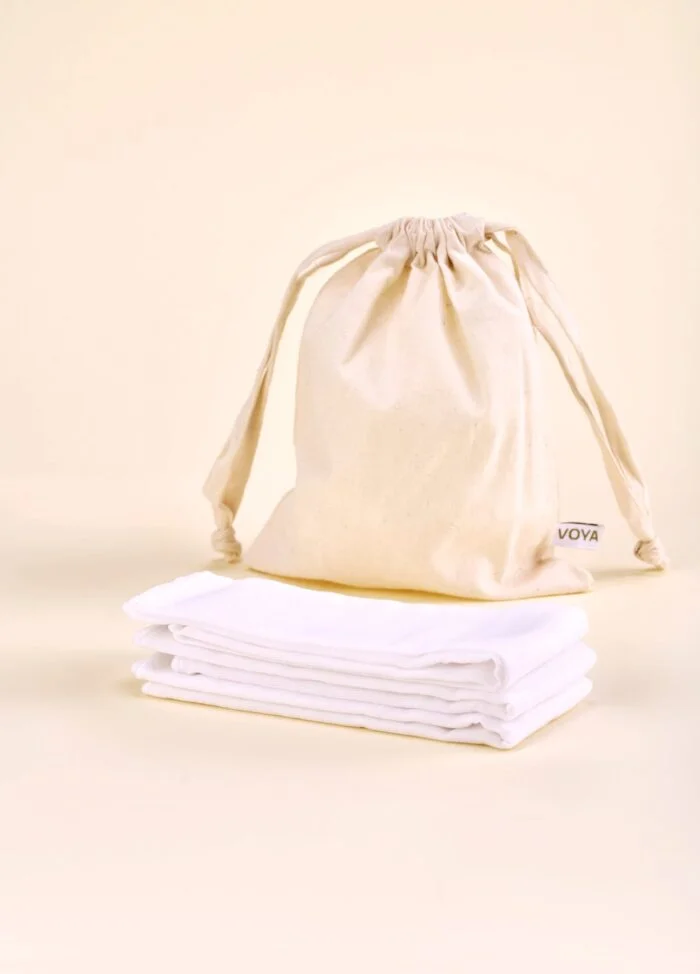 VOYA organic muslin facial cloths